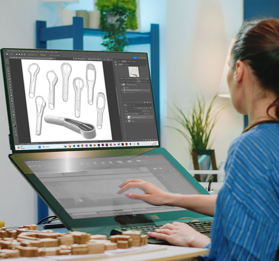 Designer is working on a product design concept.
